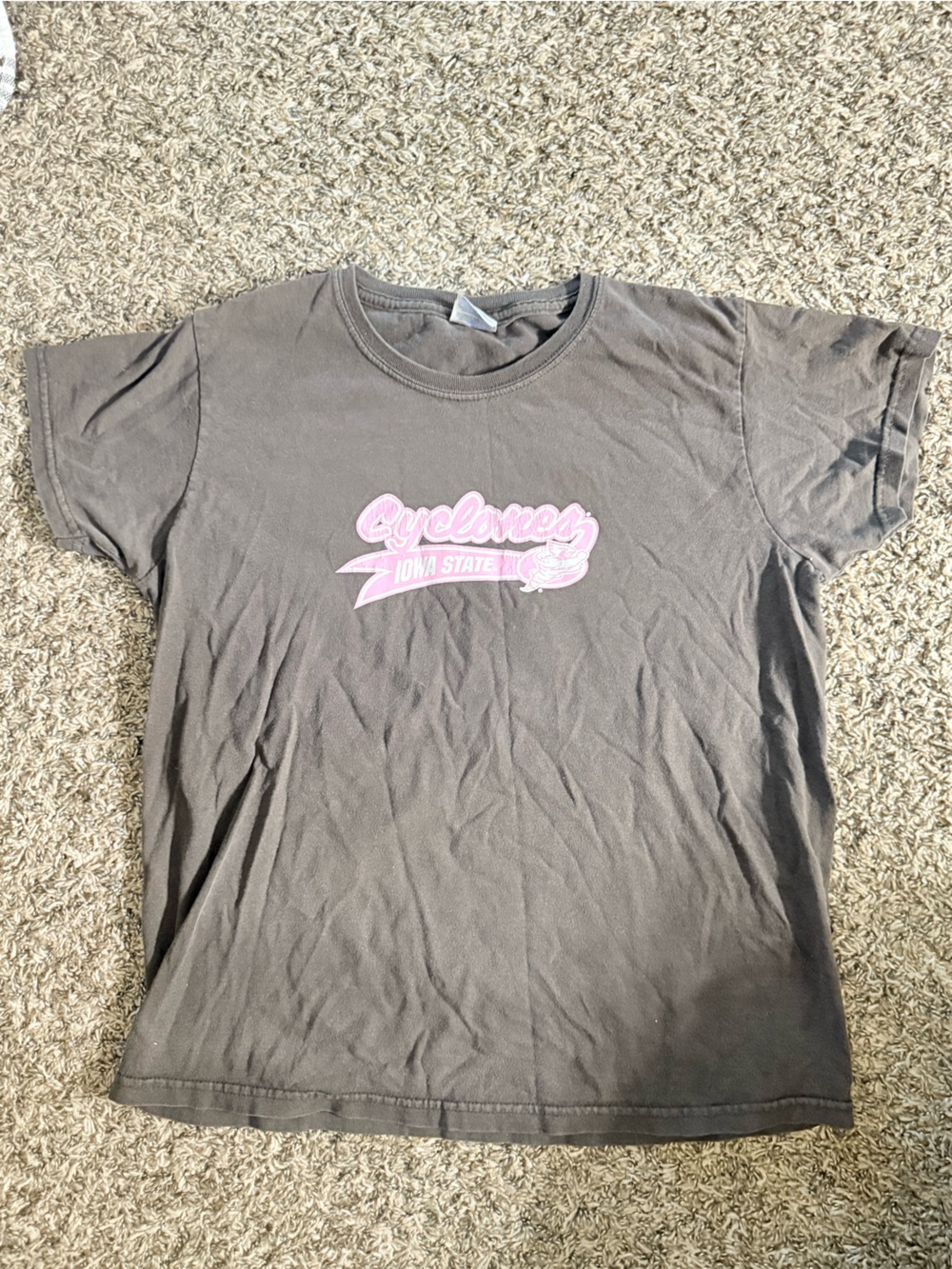 Iowa State Cyclones Gray Tee with Pink Script
